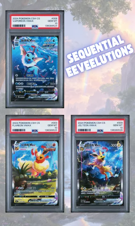 PSA 10 Sequential Vaporeon Flareon Jolton VMAX Chinese CSH - buy in Singapore | Cardian