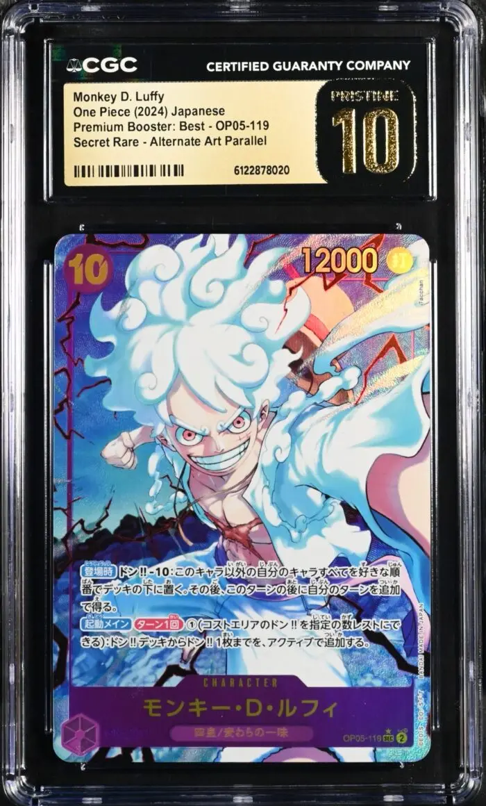 CAR6122878-020_OBV CGC Pristine 10 Monkey D. Luffy One Piece OP05-119 PRB01 - buy in Singapore | Cardian