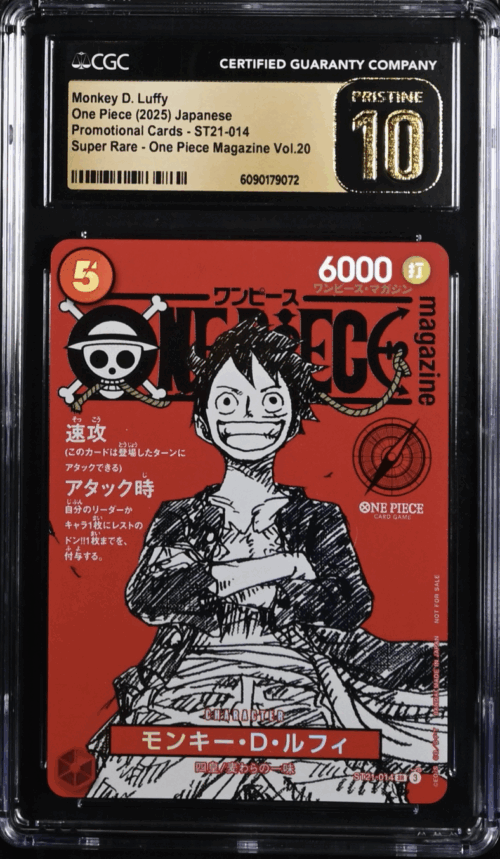 CGC Pristine 10 Monkey D. Luffy Weekly Shonen Jump ST21-014 - buy in Singapore | Cardian